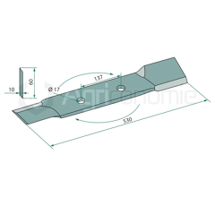 Couteau gauche pour faucheur 530mm RÖLL adaptable 