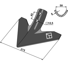 Soc triangulaire 275 mm pour cultivateur adaptable