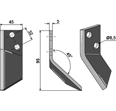 Logifeed & R.M.H./ AGM / Sitrex Futtermischwagenmesser 16800005, links