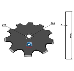 Coutre circulaire Ø 610 mm NIAUX pour charrue RABE 7209.03.01 adaptable - BlackSteel©