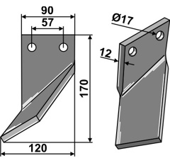 Rotorzinken,  A Links 170 x 90 Massano MSA08L Nachbau