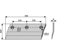 Couteau latéral gauche pour autochargeuse REDROCK 109083 L adaptable - Blacksteel©