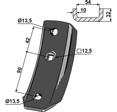 Lemken - 4679107 - Pied de soc 207x100x10 mm - BlackSteel©