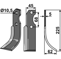 Fräsmesser Rechts 225 x 45 Barbieri Nachbau