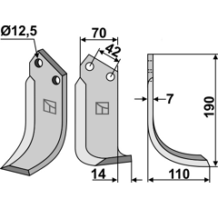 Lame droite pour Fraise/Rotavator TORTELLA 2985600 adaptable - Blacksteel©