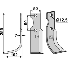 Lame gauche pour Fraise/Rotavator BERTOLINI 12032 adaptable 
