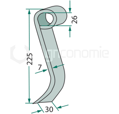 Fléau 225 x 30 mm pour broyeur LAGARDE 1343.01 adaptable 