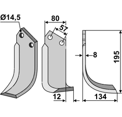 Fräsmesser Rechts 195 x 80 Breviglieri, Celli Nachbau