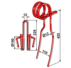 Väderstad 445067 – Einebnungszinken 425 x 110 x 12 mm 