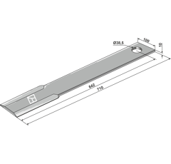 Fléau droit 710 x 100 x 10 mm pour broyeur SCHULTE H401-034 adaptable