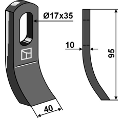 Fléau pour broyeur 95x40mm FERRI  adaptable - Blacksteel©