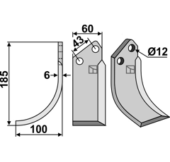 Lame gauche pour Fraise/Rotavator AGRIA 70234 adaptable