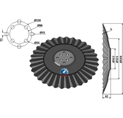 Disque ondulé ∅560x5 pour déchaumeur AGRISEM DIS-552 adaptable - Blacksteel©