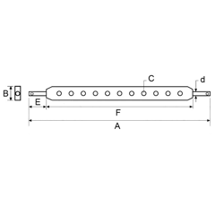 Barre d'attelage 800 mm - 9 trous catégorie 2