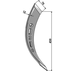 Pointe SK tournée droit 450 mm pour déchaumeur VÄDERSTAD 201388 adaptable