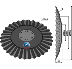 Disque ondulé ∅570x6 pour déchaumeur HE-VA adaptable - Blacksteel©