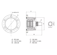 Palier 6 trous pour déchaumeur à disque VOGEL & NOOT R2321800 adaptable