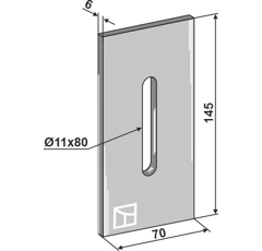 Rascador metálico 145 x 70 mm para rodillo packer NIEMEYER 034218 adaptable