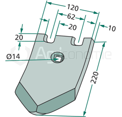 Pointe de soc 220 mm pour cultivateur QUIVOGNE adaptable