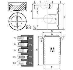 Ensemble chemise/piston pour tracteur CASE IH 718201R96 adaptable