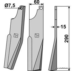 Rotorzinken,  Rechts 290 x 60 Kuhn Nachbau