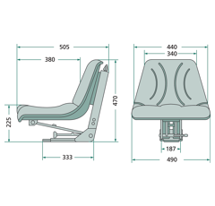 Siège de tracteur complet avec housse PVC 470 x 490 mm adaptable