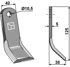 Couteau-Y pour broyeur 125x40mm CARONI adaptable - Blacksteel©