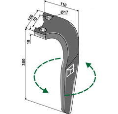 Dent Gauche pour herses rotatives RABE 8423.18.02 adaptable - Blacksteel©