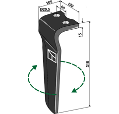Dent herse D Howard 315x100 73000185598V adaptable - BlackSteel©