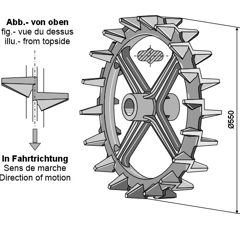 Roue à came Ø 550 mm pour herse SAPHIR adaptable - BlackSteel©