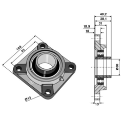 Flanschlager UCF 30 mm –  4-LOCH Nachbau