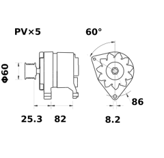Alternateur MAHLE LETRIKA 14 V - 55 A / MG 102