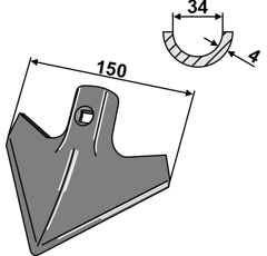 Hackschar 150 x 150 mm für Grubber Nachbau