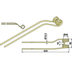 Dent de fenaison gauche pour faneuse KRONE 00 0265 013 0 adaptable - BlackSteel©