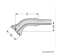 Pressnippel Bogen, 45° DN25IL1SAEFLH45 Alfagomma