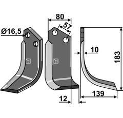 Lame droite pour Fraise/Rotavator CELLI 722562 adaptable -