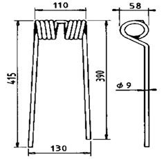 Schwaderzinken rechts für Heuwender VICON/PZ VGPZ340 PZ340 - Nachbau