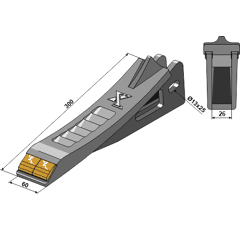 Punta de carburo 300 mm para cultivador EVERS 990250 adaptable