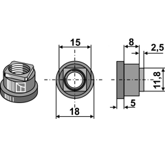 Mutter Ø 15 mm M10 x 1,5 Nachbau