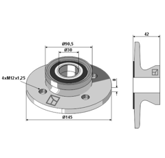 Palier 4 trous pour déchaumeur VÄDERSTAD 177483 adaptable - BlackSteel©