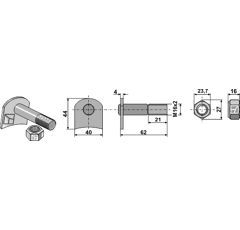 Boulon M16x2 x 62 pour broyeur HUMUS adaptable - Blacksteel©