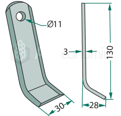 Couteau Y pour broyeur KVERNELAND MA6101080 adaptable