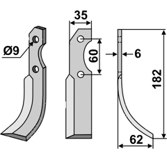 Fräsmesser Rechts 182 x 35 Brumital-Agris Nachbau