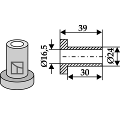 Buchse 39x16,5 für Häcksler NOREMAT – Nachbau  