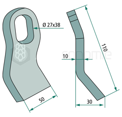 Fléau pour broyeur 110x60mm SLAGKRAFTadaptable 