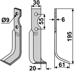 Fräsmesser 195x30mm, rechts - 10203 | Grillo - Nachbau