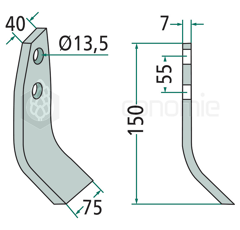 Fléau large 150 mm pour broyeur TAARUP 49304000 adaptable