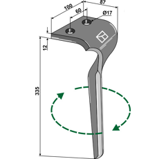 Dent droite pour herse rotative MASCHIO GASPARDO 36100159 adaptable