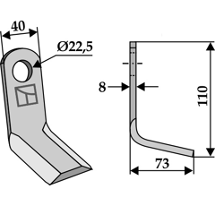 Couteau-Y pour broyeur 110x40mm CLEMENS adaptable - Blacksteel©