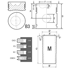 Ensemble chemise/piston pour tracteur FENDT 7701023377 adaptable